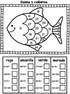 a coloring book with numbers and fish on it