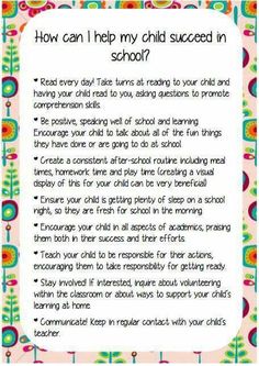 a poster with the words how can i help my child's success in school?