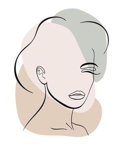 a drawing of a woman's face with grey hair