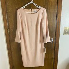 Nwt Calvin Klein Bell Sleeve Sheath Dress. Color In Person Is A Light Pink. Size 12 Calvin Klein Long Sleeve Formal Dress, Calvin Klein Sheath Dress For Spring, Calvin Klein Formal Long Sleeve Dress, Calvin Klein Knee-length Bodycon Dress For Spring, Calvin Klein Fitted Short Sleeve Dress, Calvin Klein Fitted Long Sleeve Dress, Calvin Klein Lined Sheath Dress, Calvin Klein Knee-length Belted Dress, Calvin Klein Knee-length Bodycon Evening Dress