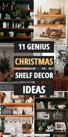 Decorating for Christmas can be daunting. There’s so many directions you could run or on the othr hand, you have no idea what you want. Here are 11 Christmas shelf decor ideas that are perfect for that holiday inspiration. #Christmas #shelf #decor #shelfdecor #inspo #holiday Floating Shelf Christmas Decor Living Room, Book Shelf Christmas Decor Ideas, Christmas Decor For Floating Shelves, Holiday Shelf Decor Living Room, Styling Christmas Shelves, Small Shelf Christmas Decor, Christmas Decor Ideas For Bookshelves, Simple Christmas Shelf Decor, Christmas Decor For Bookshelves