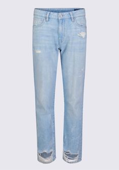 Buffalo David Bitton Relaxed Boyfriend Madison Women's Jeans in Distressed Vintage - BL15924 Color INDIGO Vintage Mens Fashion, Jeans Distressed, Ankle Cuffs, Men Fits, A Well, Sweater Jacket, Short Tops, Fit Jeans, Jeans Fit