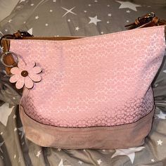 Coach Like New Pink Canvas And Suede Pink Bottom With Tan Leather Straps Comes With Cleaning Kit Also Brand New Condition Smoke Free Home Pink Leather Shoulder Bag With Leather Trim, Pink Coach Bag, Pink Bottom, Pink Canvas, Bags Coach, Cleaning Kit, Fit Inspo, Tan Leather, Coach Bags