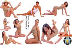 the woman is posing in all different poses