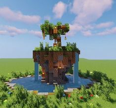 Axolotl Ideas Minecraft, Minecraft Mountain Village Ideas, Stranger Things Minecraft, Minecraft Town Center, Minecraft Axolotl Habitat, Minecraft Lake, Minecraft Waterfall, Minecraft Exterior, Minecraft Garden Ideas