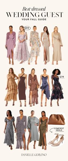 the best dressed wedding guest dresses for all brides in color and size, from front to back