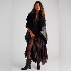 Designed To Add A Luxe Touch To Any Look, This Stunning Leather Vest Is Just As Effortless As It Is Edgey Featured In A Wrap-Front Silhouette With Faux Fur Piecing For Added Dimension. Fit: Classic, Relaxed Fit Features: Moto-Style Design, Wrap-Front Detail 100% Sheep Fur The Definition Of A Goes-With-Everything Essential, This Timeless Vest Is The Ideal Piece To Level Up Any Look. Nicholas K Excellent Condition No Damage. V-neck Winter Evening Outerwear, Black V-neck Outerwear For Evening, Black V-neck Evening Outerwear, Winter Evening V-neck Outerwear, V-neck Evening Outerwear For Winter, Free People Leather Jacket, Beige Leather Jacket, Suede Trench Coat, Lamb Leather Jacket