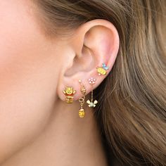 Girls Crew is a Los Angeles based jewelry company focused on playful, dainty, and imaginative designs. Ear Piercings Gold, 2nd Piercing, Piercings Gold, Silly Earrings, Hunny Pot, Giving People, Flat Back Earrings, Necklace Chain Lengths, Disney Jewelry