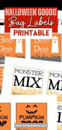 halloween goodie bag labels printables for the kids to use on their bags