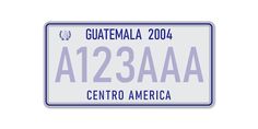 a white and blue license plate with the words guatemala on it's front side