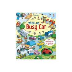 the book cover for wind - up busy car with pictures of cars and trucks on it