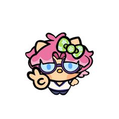 a cartoon character with glasses and a bow