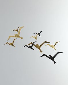 four birds flying in the sky together