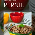 the cover of slow roast pork perni with oranges and other foods in bowls