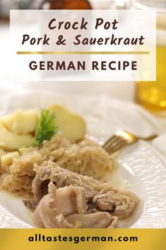 Pork belly with sauerkraut and potatoes cooked in a crock pot. Crock Pot Pork And Sauerkraut Recipe, Crockpot Pork And Sauerkraut, Easy Pork Belly, Sauerkraut Crock, Pork Sauerkraut, Pork And Sauerkraut Recipe, Pork And Sauerkraut, Boneless Pork Ribs