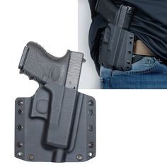 BCA OWB Kydex Gun Holster (Outside the Waist Band) for Glock 27 Holster comes Standard with: Threaded Barrel clearance Tall Sights clearance up to .355 (In) Red Dot Sight (RMR) cut-out 1.50" Standard Belt Loops Color: Black  Holster will NOT accommodate: Polymer 80 Frame Lone wolf Frame (timber wolf) Compensators   Loo Leather Iwb Holster, Paddle Holster, Best Concealed Carry