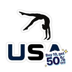 the usa sticker is shown with an image of a man doing a handstand