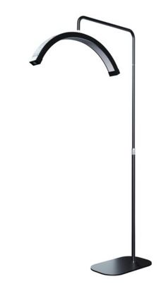 a black floor lamp on a white background