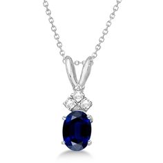 Oval Sapphire Pendant with Diamonds Pendant 14K White Gold (1.12ctw) - Allurez.com Oval Sapphire Pendant, Necklaces Blue, Diamond Pendant Jewelry, Round Diamond Pendant, Blue Sapphire Necklace, Blue Topaz Jewelry, Pendant Diamond, Pendants Necklaces, Blue Topaz Pendant