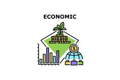 an image of the word economic with icons and symbols around it on a white background