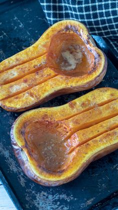 roasted butternuts on a baking sheet with the words, 5 minute prep?