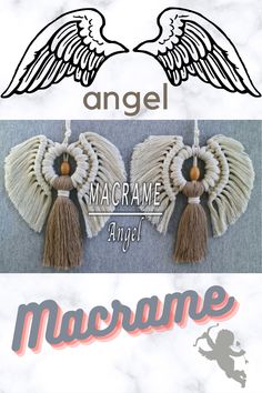 an angel logo with two tassels and the word macrame on it