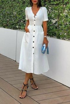 Pretty Dresses Casual, Mode Tips, Casual Day Dresses, Fashion Dresses Casual, Trend Fashion, Shirtdress, Outfit Casual, Modest Dresses, Womens Fashion Casual