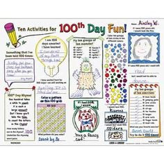 an activity poster for children to do with their school's 100th day fun activities