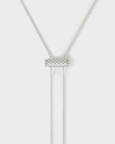 Gold Latch Pendant on GM Chain in White Gold Luxury Silver Pendant Lariat Necklace, Modern Pendant Jewelry With Adjustable Chain, Luxury Chain Necklace With Detachable Pendant For Formal Occasions, Luxury Formal Lariat Necklace With Adjustable Chain, Modern Formal Necklaces With Adjustable Chain, Elegant White Gold Adjustable Chain Necklace, Elegant White Gold Chain Necklace With Adjustable Chain, Elegant Lariat Necklace For Formal Occasions, Modern Everyday Jewelry With Box Chain