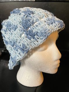 100% cotton crocheted hat Blue Handmade Crochet Hat, Blue Bohemian Crochet Bucket Hat, Blue Yarn Crochet Bucket Hat, Handmade Blue Crochet Bucket Hat, Adjustable Blue Crochet Bucket Hat, Bonnet Au Crochet, African Hats, Handmade Hats, Crocheted Hat