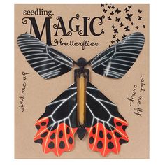 a card with an image of a black and orange butterfly on it's wings