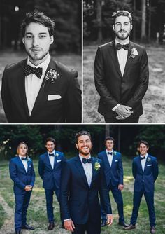 four different shots of men in tuxedos