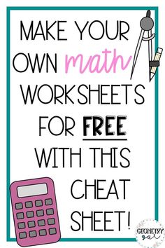 Make Your Own Math Worksheets in 5 Easy Steps - Lindsay Bowden Math Worksheets For Kids, Math Cheat Sheet, Math Coloring Worksheets, Secondary Math, Free Math Worksheets, Math Coloring, Iq Test, 7th Grade Math