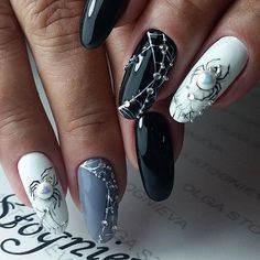 Nails Spider, Nail Designs Easy Diy, Black Halloween Nails, Halloween Nails Diy, Holloween Nails, Themed Nails, Halloween Nails Easy, Unghie Nail Art