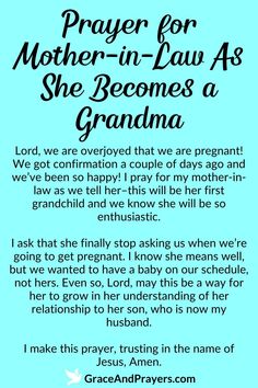 prayer for mother - in - law as she becomes a grandma by grace and pray