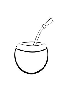 a black and white drawing of a bowl with a toothbrush in it on a white background