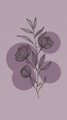 a drawing of some flowers on a purple background