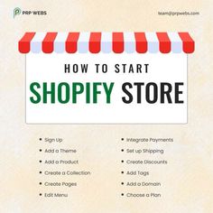 a sign that says how to start shopify store