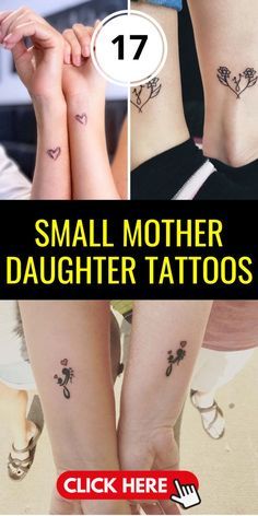 small mother and daughter tattoos on both legs, with the words'17'above them