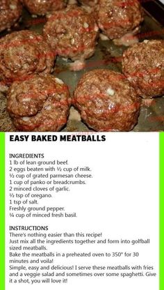 the instructions for making meatballs are shown