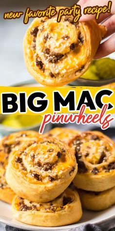 a plate with some tasty looking pastries on it and the words, big mac pinwheels