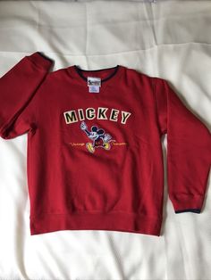 Walt Disney World Kids Red Crewneck Sweatshirt Sz Large Mickey Vintage Character. Pre owned, regular to minimal signs of wear/wash. Very good condition. Please see photos as they are part of the description. Smoke free house. Mickey Mouse Sweatshirt, Red Crewneck, Disney Shirt, Vintage Character, Home Free, Walt Disney World, Walt Disney, Disney World, Crewneck Sweatshirt