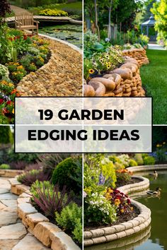 19 garden edging ideas showing a variety of stone and plant designs in a well-maintained garden. Garden Edge Ideas, Garden Edges And Borders, Small Garden Raised Beds, Plant Borders, Garden Edging Ideas Cheap, Small Garden Borders, Garden Edge, Edge Ideas, Flower Bed Borders