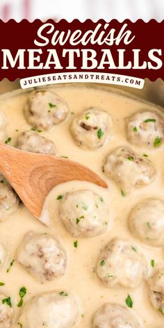 Amazing homemade Swedish Meatballs smothered in a rich and creamy gravy are the best ever! These meatballs are packed with flavor, savory and comforting, plus the creamy, homemade gravy is heavenly. Make these for dinner or when you serve guests! Homemade Meatballs And Gravy, Swedish Meatball Recipe, Homemade Swedish Meatballs, Swedish Meatballs Easy, Beef Entrees, Spoon Cookies, Meatballs And Gravy, Cream Gravy, Green Beans With Bacon