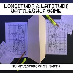 the longtue and latitude battle ship game is shown with pencils