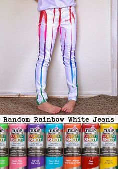 Tulip Colors, Embellished Clothing, Fabric Spray, Tie Dye Diy, Painted Jeans, White Denim Jeans, Acid Wash Jeans, Recycle Clothes