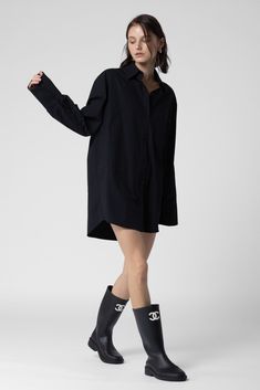 Ladies woven cotton oversized button down shirt dress 100% cotton Freda Salvador, Black Button Up Shirt, Oversized Button Down Shirt, Maxi Jumpsuit, Oversized Shirt Dress, Athleisure Tops, Silk Bottoms, Button Down Shirt Dress, Milk Honey