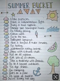 a handwritten summer bucket list on lined paper