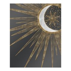 the sun and the moon are depicted in this artistic illustration metal print by corbi