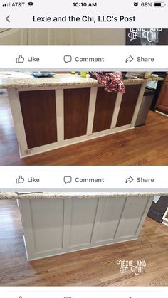 the before and after shots of this kitchen island